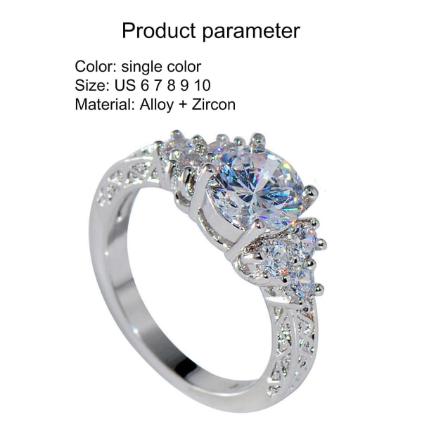 Ylellinen Cubic Zirkonia upotekoristeinen naisten kihlasormus korulahja US 7