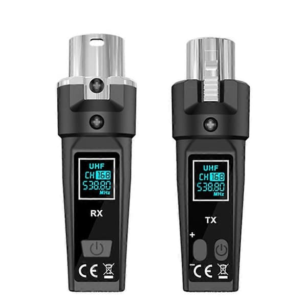 UHF trådløs mikrofonkonverteradapter XLR-sender og -modtager til dynamisk mikrofon, guitar Black