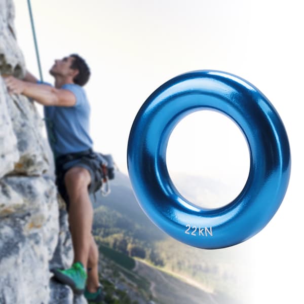 Blå Rund Aluminium Rappel Klätterring Perfekt Spänning Legering O-ring