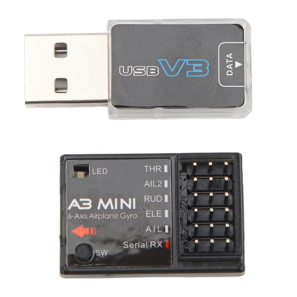 RC Flight Controller A3 Mini 6-akset flygyro-stabilisator multi-protokoll seriell mottaker fastvinge