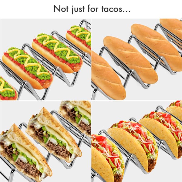 Taco Holder i rustfrit stål, 4-pak til børn, hårde og bløde tacoskaller