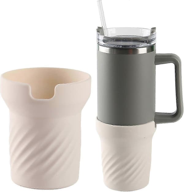 Mugg Silikon Muggskydd Lämpligt för Stanley Muggskydd Bilmugg Ismästarmugg Skyddsfodral Stanleys Silikon Muggskydd 30 Oz Beige Cup Bottom Set