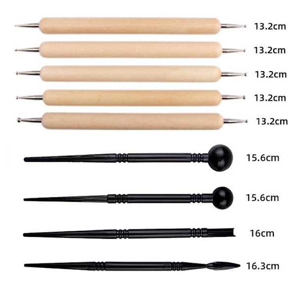 43stk/sett Clay Plastic Scraper Manicure Silicone Point Drill Innrykkspenn