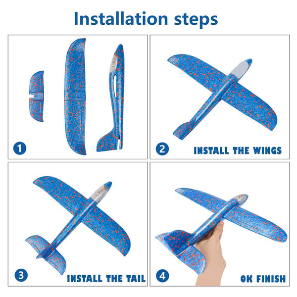 LED Lysende Glider Fly Leke Manuell Kast Skum Fly 2 Flymoduser Gave til Barn
