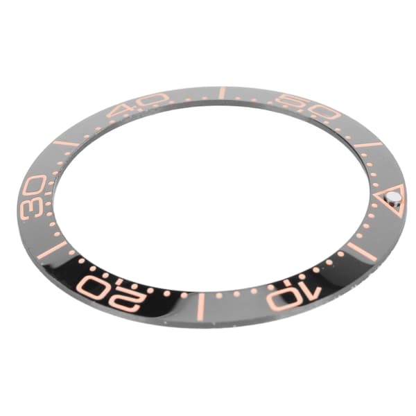 Keramisk klokkering 38 mm svart base rosegull sifferinnlegg for urmakerutskifting