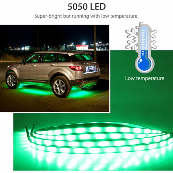 4 stk Car LED Neon Undervogns Gløde Light Underglow Dekorative Atmosphere Bar Lights Strip Kit, 5050 SMD Undervognssystem Wa