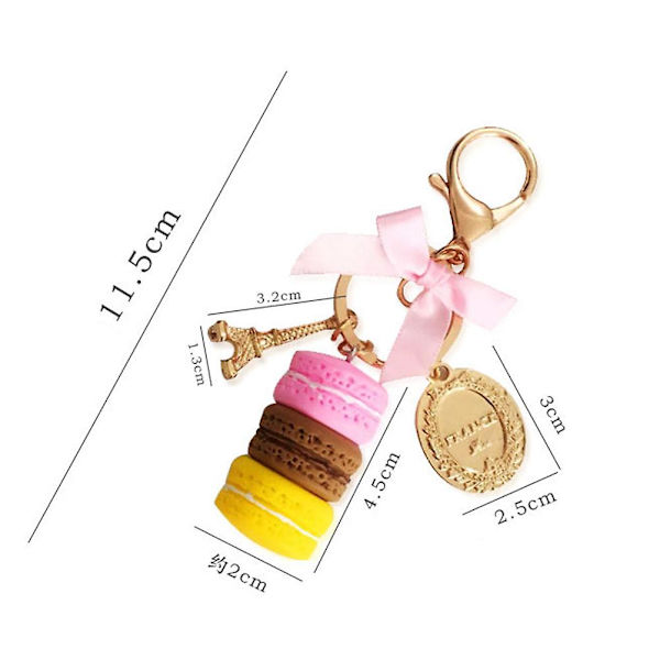 1 stk Macaron vedhæng Creative Candy Color Dessert Nøglering Til Pung Pige Taske Gave