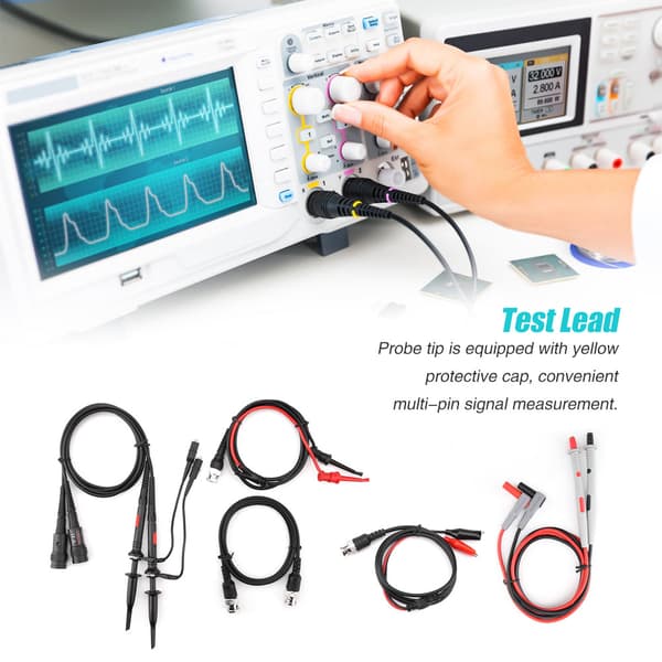 Oscilloskop multimeter testledninger med krokodilleklemmer og utskiftbare sondetips