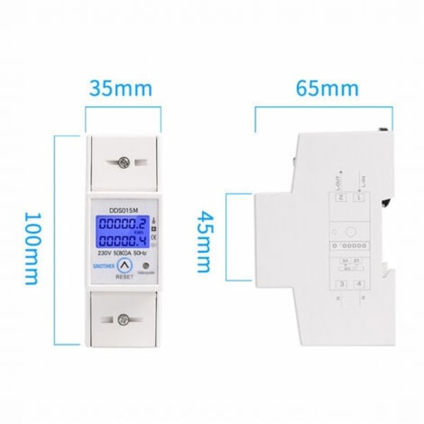 Energimåler, elmåler, DDS015M digitalt display watt-timemåler Enkeltfaset elmåler kan nulstilles