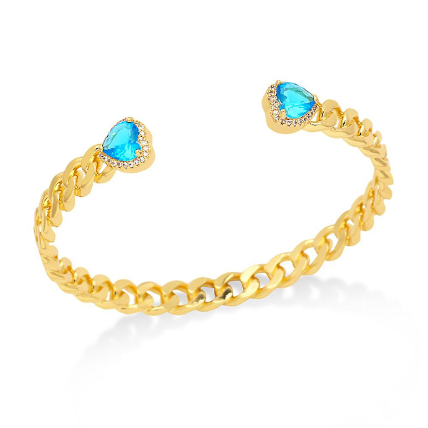 Armbånd Vintage Zircon Heart Stud Fashion smykker Ac10832 Blue
