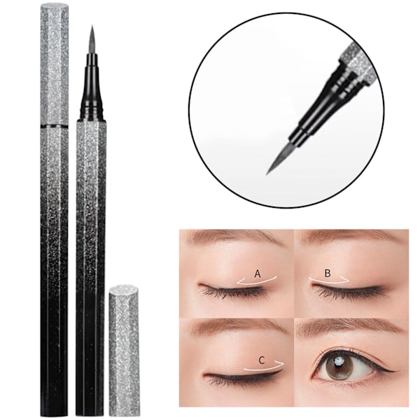 Tähtitaivas Eyeliner-kynä Aito vedenkestävä ja hikoilunkestävä pitkäkestoinen ei helposti tahri novice eyeliner-kynä musta