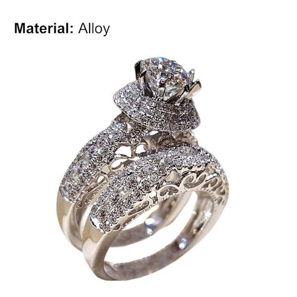 1 pari Sormukset Kiiltävät Cubic Zirkonia Korut Galvanoidut hienot sormukset hääihin US 5