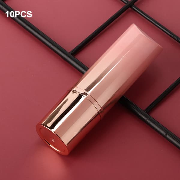 10 stk. runde tomme leppestifthylser, påfyllbar leppepomadebeholder, DIY-etui, rosa gullgradient