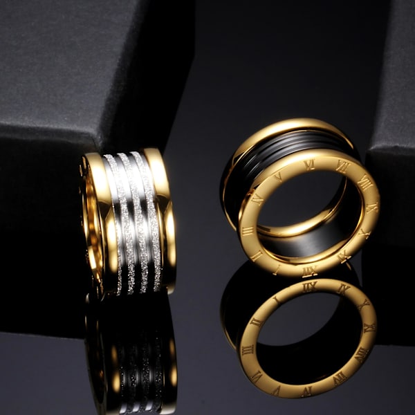 Antiikki retro ruostumaton teräs roomalaiset numerot sormukset naisille miehille korut Anillos kihlaukset häätarvikkeet vintage Black