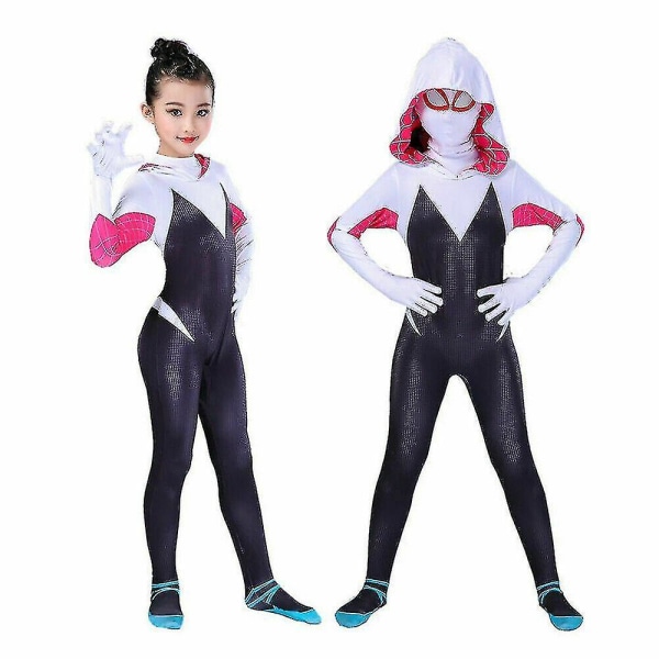 Girls Spiderman Cosplay Jumpsuit Party Halloween kostym 135CM-145CM