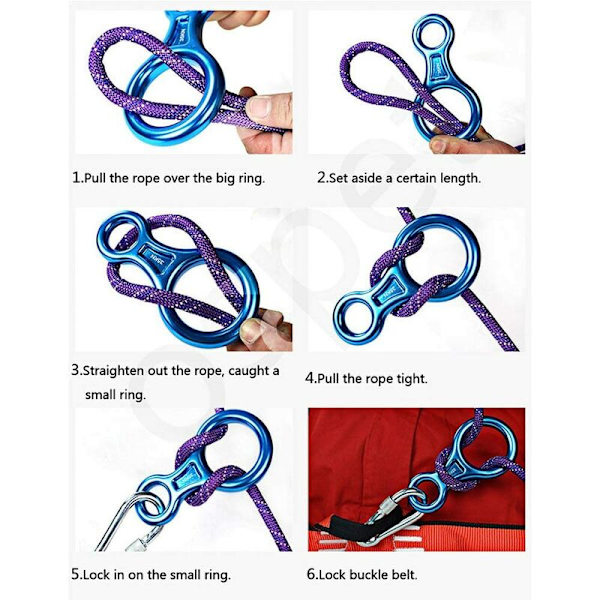 Blue Outdoor Descent 8 Character Ring High Altitude Descender Descender Utrustning Nedstigning Descender Hög styrka Säkerhet,