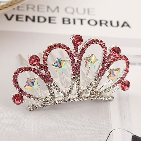 Barns Rhinestone Crown Hair Comb Baby Accessoarer Barnens Dag Huvudbonad Style 17