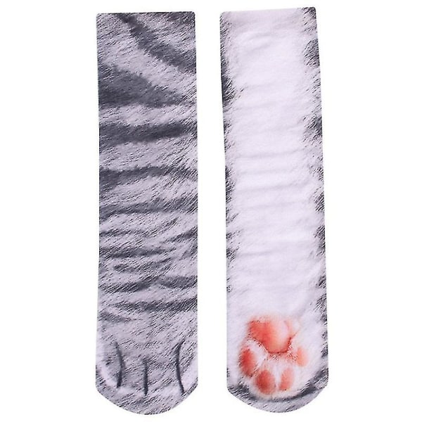 3D Funny Novelty Unisex Elastic Sok Print Sokker Grey Cat