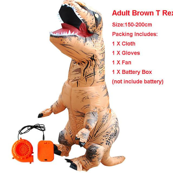 Aikuisten puhallettava dinosaurusasu Carnival Halloween brown