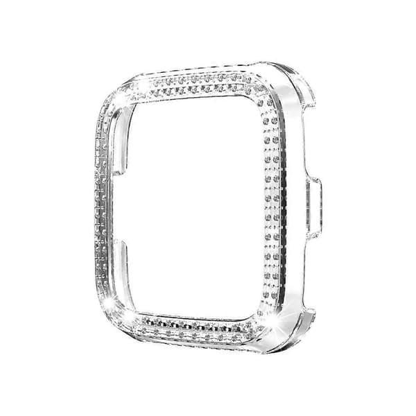 Til Fitbit versa / versa lite PC Dobbelt-række Diamant-indlagt Beskyttelsesskal (Sort) Transparent