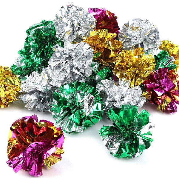 Bestsupplier 25 Pack Cat Crinkle Balls - Original Mylar Crinkle Balls Katteleker（Tilfeldig farge）