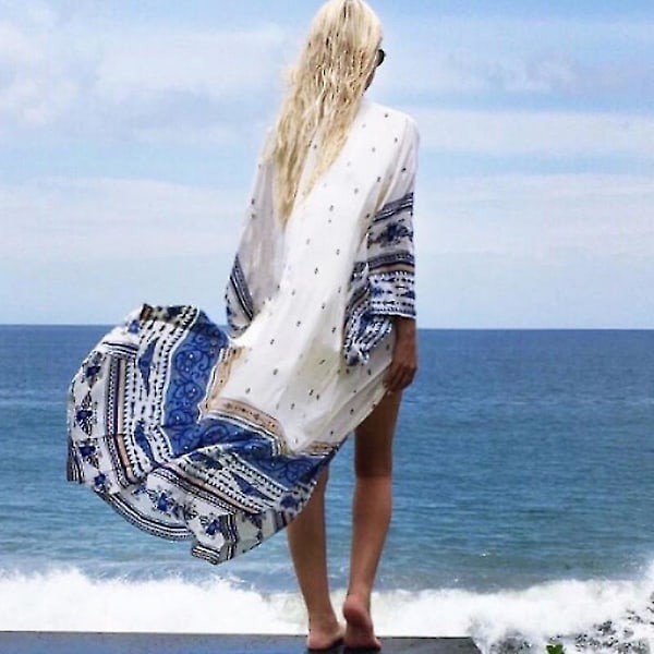 Naisten Boho Cover Up -bikinit uimahousut Beach Maxi pitkä mekko