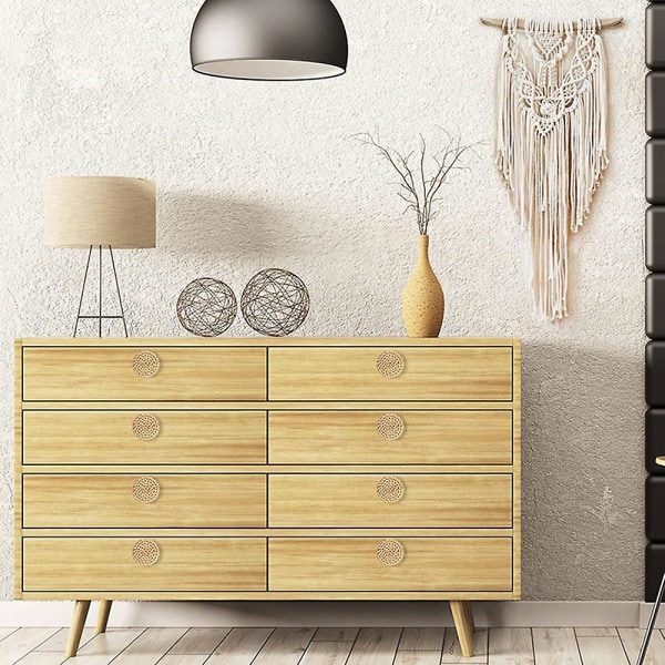 Rattan runde træhåndtag dekorative kabinet Boho møbler natural color 24pcs