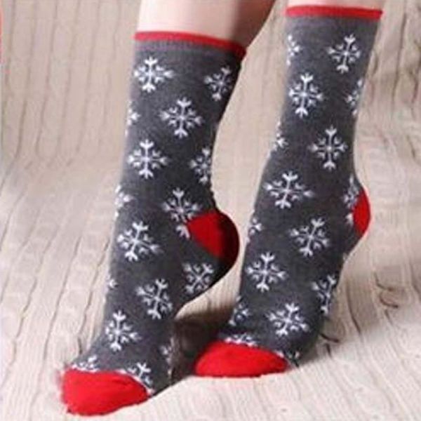 Kvinder Mænd Julenyhedssokker Sjove julestrømpegave Black Snowflake 2 Pairs