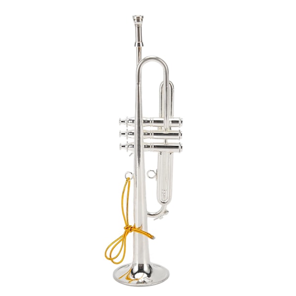 Elegant Mini Sølv Kobber Trompet Dekoration - 14cm (5.5in) Realistisk Design