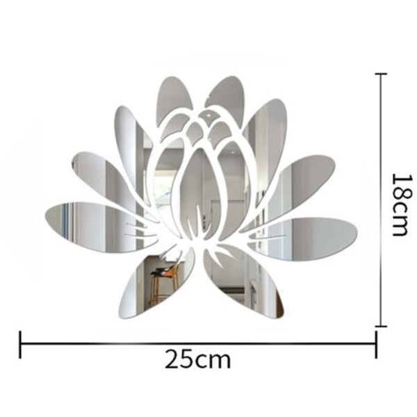 Lotus Wall Sticker Akryl Spejl Blomster Skræl og Stick Wall Decals Wall Stickers Murals for Soveværelse Badeværelse Stue Roo