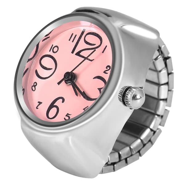 Mode Quartz Analog Rund Ring Kärleksklocka för Kvinnor Män Rosa