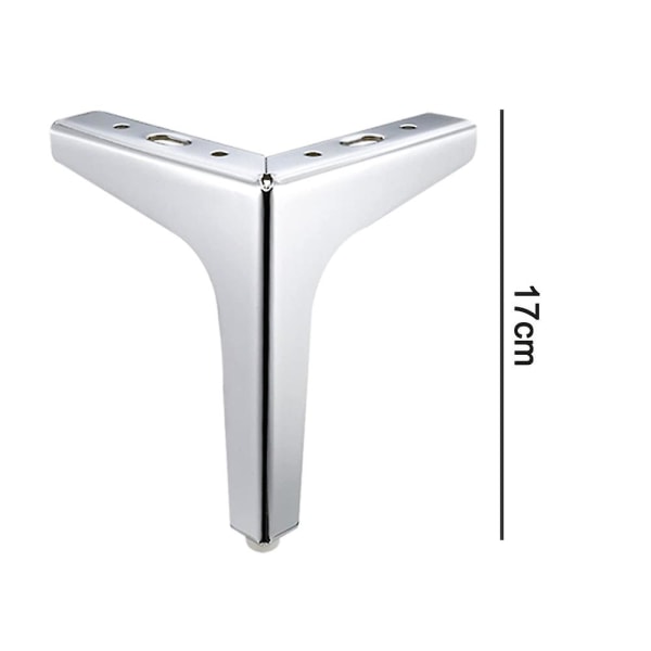 Metalliset huonekalujalat, 4 kpl metalliset timanttikolmiot pöydän jalat Kaapin jalat Tee itse Vaihto kaapin sohvalle sohvahyllylle 17cm Silver