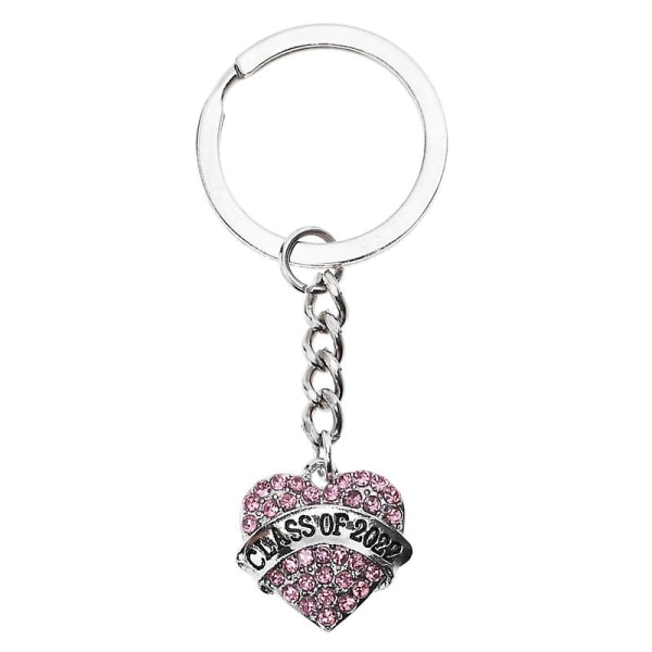 Valmistuminen avaimenperä metalliseos avaimenperä Sydän Charm Circle Makea valmistumisen lahja Pink