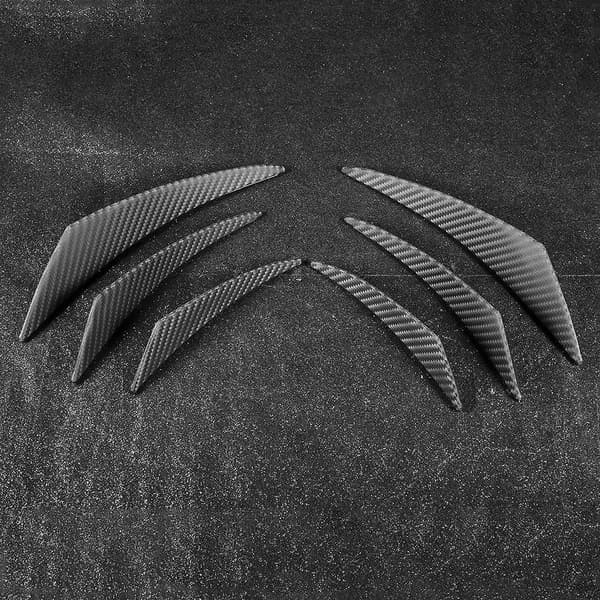 6 stk. karbonfiber bilfangerfinne Canard Splitter Diffuser Valence Spoiler Lip