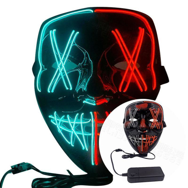 Rydd filmen Halloween LED lysende maske karnevalsfest Orange white