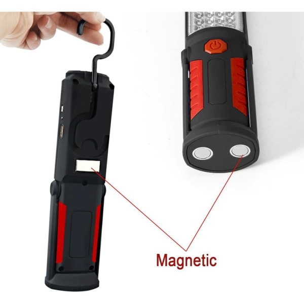 USB ladattava ulkokäyttöinen hätätyövalo jalustalla (punainen),