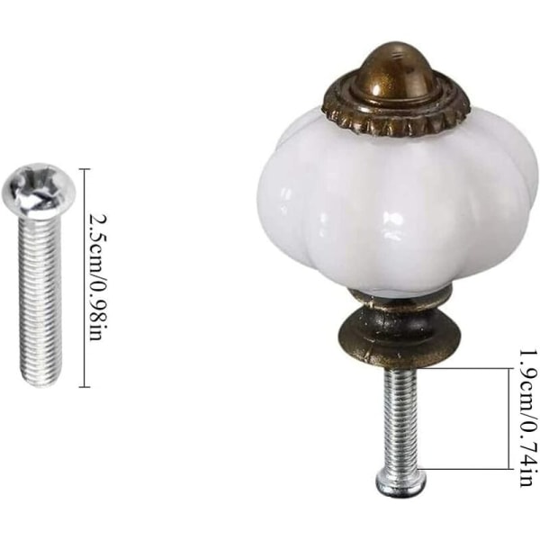 12 st Skåpsknopp 30 mm vintage skåpdörrknoppar Keramisk dörrknopp med 12 skruvar Vit porslinskåpsknopp för skåplåda，