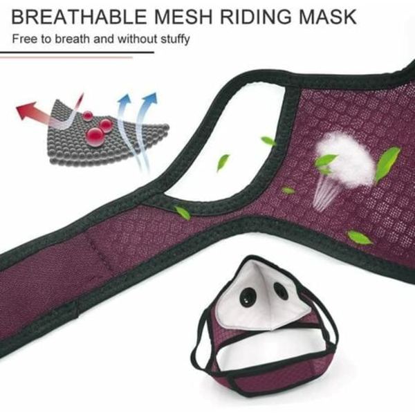 Cykelmask aktivt kol anti-damm PM2.5 utomhussport mesh män och kvinnor cykling vinter mörklila värmemask 3I2
