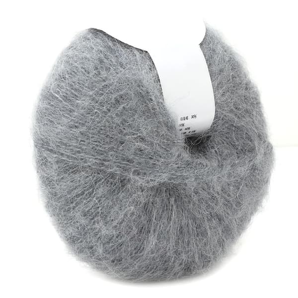 Blødt mohair Pashmina strikket uldgarn (lys grå)