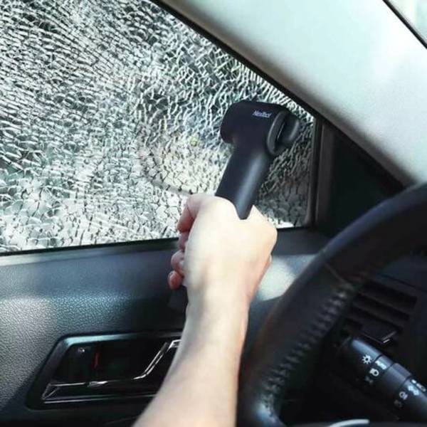 Multifunksjonell Bil Hammer Breaking Nødlys Vindu Hammer Power Bank, Svart