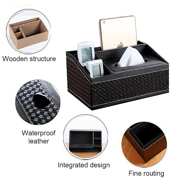 Multifunktionell läder Tissue Box Soffbord Desktop Fjärrkontroll Förvaringsbox style3