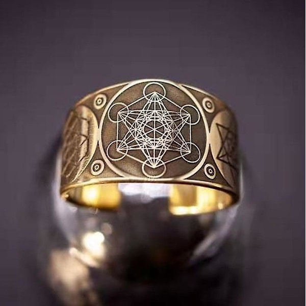 Vintage kuusisakarainen tähti Salomon Sormus Warrior Arkkienkeli Metatron Amulet Totem säädettävä sormus amuletti korut