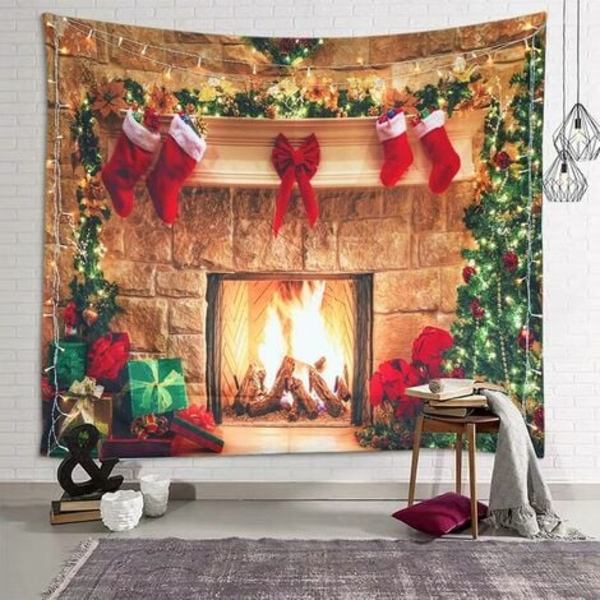 Jultapet Öppen spis Väggtapet Julgran Sock Vägghängande för sovrum Vardagsrum Fest Dorm Decro 150