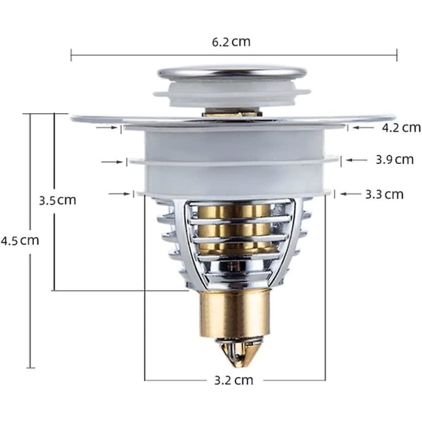 Sett med 2 vaskplugger, universal pop-up vask avløp, badekarstopper, vask avløpsplugg for kjøkkenbad [for 32-40 mm avløpshull].
