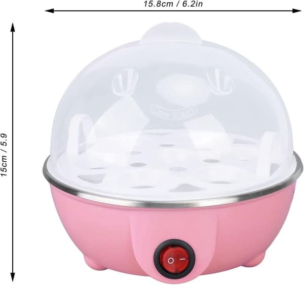 Elektrisk eggkoker 7 egg kapasitet automatisk avslåing mini rosa