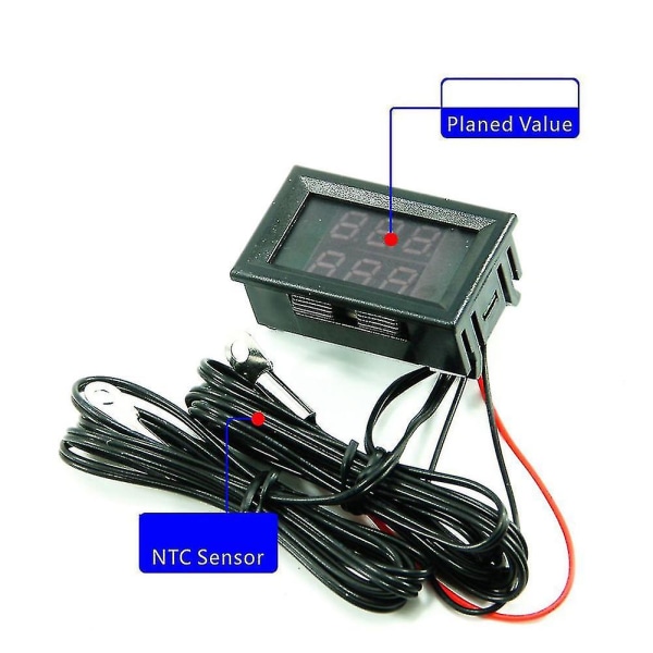 Dc4-28v Högprecision LED-temperaturmätaredetektorsensor Dubbelskärm Digital biltermometer Ntc metall vattentät sond