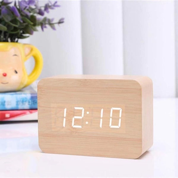 Trä LED elektronisk klocka