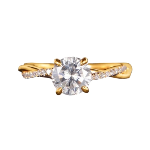 Elegant Kvinder Fuld Rhinestone Indlagt Cubic Zirconia Finger Ring Bryllupssmykker Golden US 5