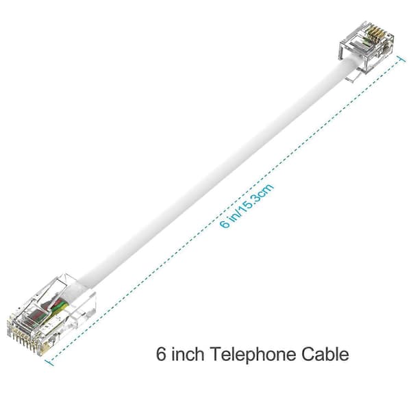 Telefonstik til Ethernet-kabeladapter, RJ45 8P8C hun til RJ11 6P4C han til fastnettelefontjeneste (2-pak)