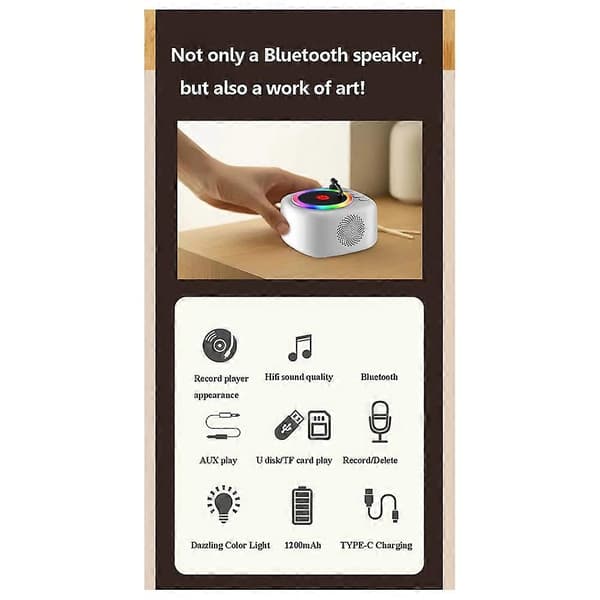 Retro levysoitin Bluetooth-kaiutin äänimusiikkilaatikko HD-tallennin